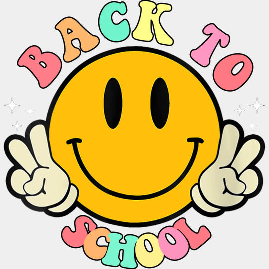 Back To School Smiley - Back To School DTF Transfer Adult Unisex - S & M (10’’) / Light Color Design (See Imaging)
