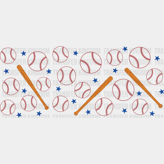 Baseball Blue Stars - Cup Wrap Uv Sticker Permanent Dtf Decal