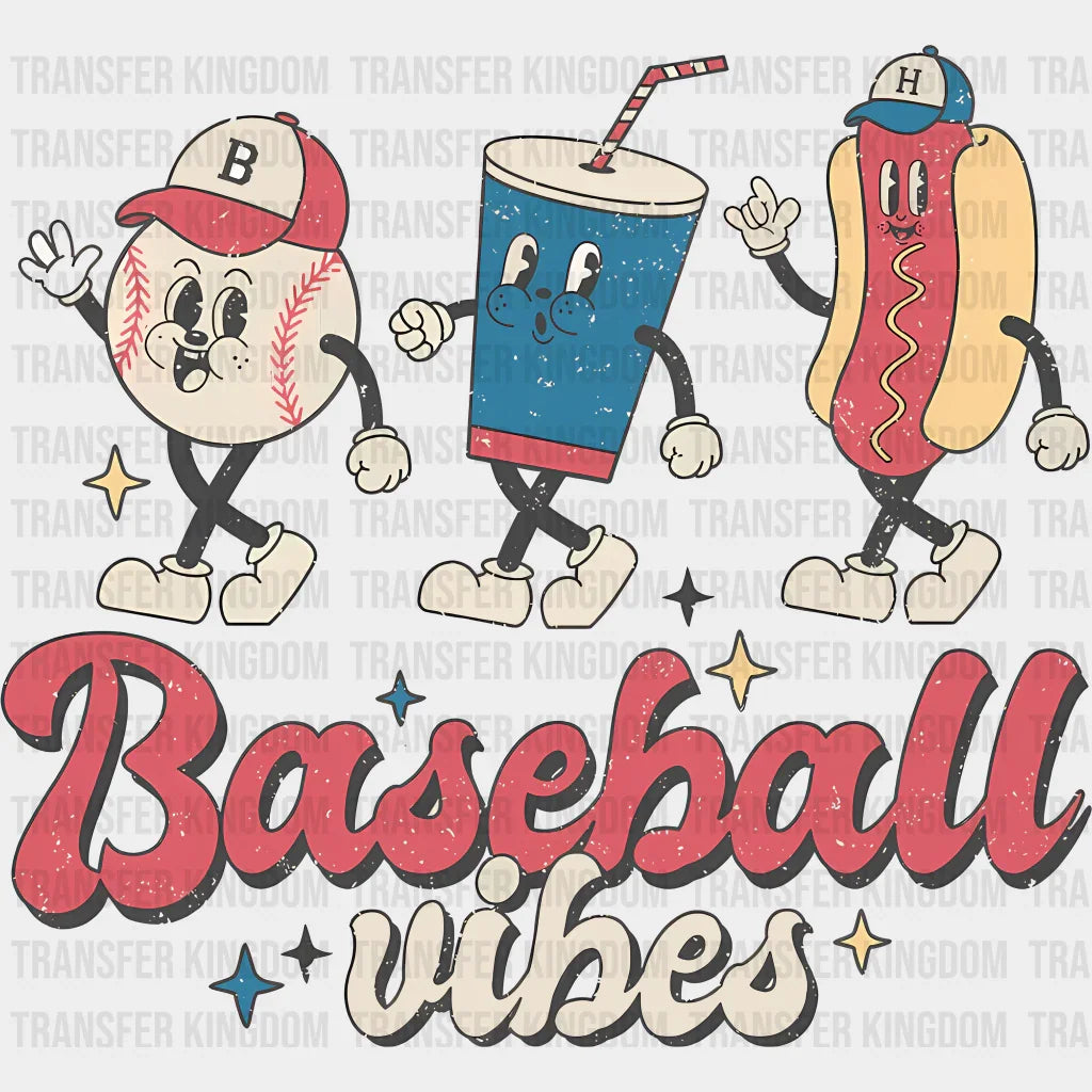 Baseball Drink And Hot Dog Design - Dtf Heat Transfer