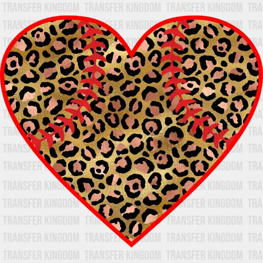 Baseball Heart Leopard Dtf Transfer