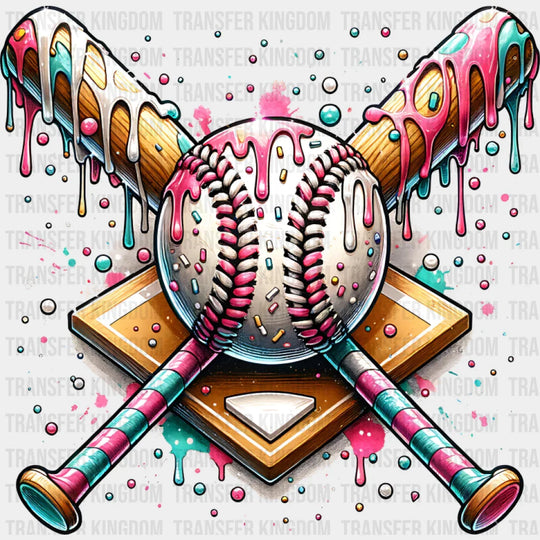 Baseball Pink And Blue Design - Baseball DTF Transfer