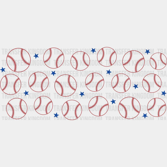 Baseball Red And Blue - Cup Wrap Uv Sticker Permanent Dtf Decal