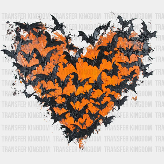 Bats & Orange Heart - Halloween DTF Transfer