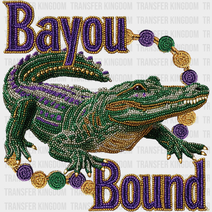 Bayou Bound Alligator - Mardi Gras DTF Transfers