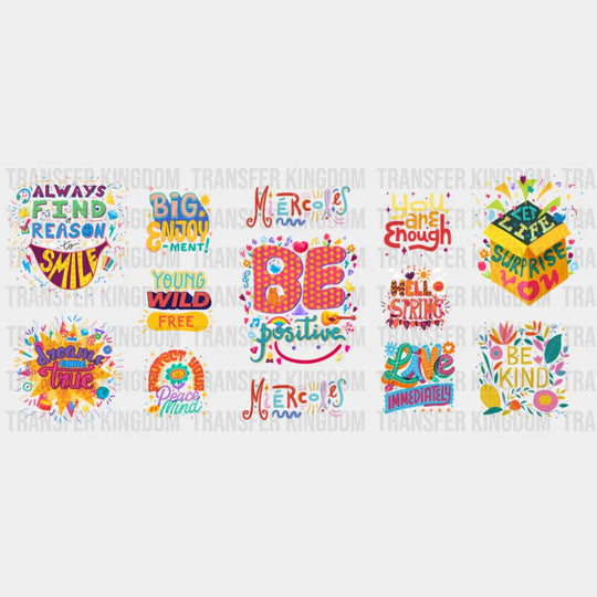 Be Positive - Mental Health Cup Wrap UV Sticker Permanent UV DTF Decal UVDTF