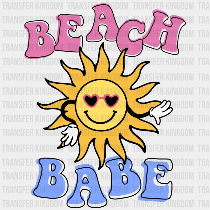 Beach Babe Retro Smiley Sun - Beach Lover Design DTF heat transfer