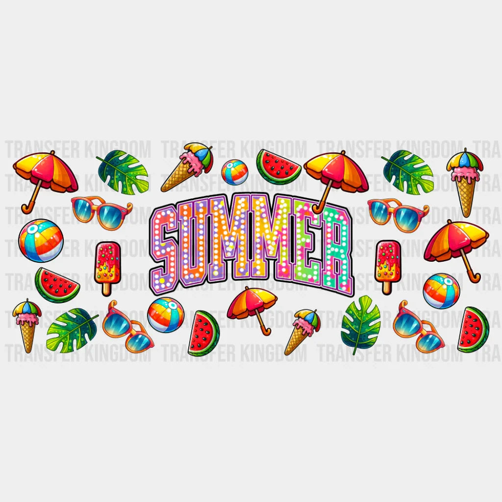 Beach Ball Ice Cream Watermelon - Summer Cup Wrap UV Sticker Permanent UV DTF Decal UVDTF