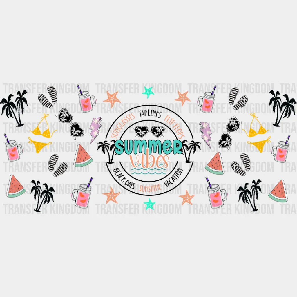Beach Days Sunshine Vacation - Summer Cup Wrap UV Sticker Permanent UV DTF Decal UVDTF