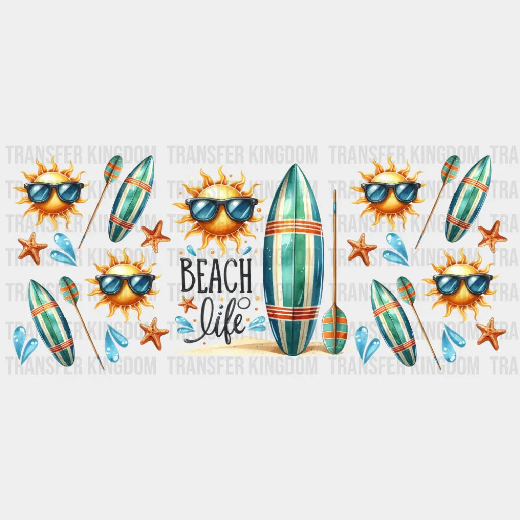 Beach Life Surf Boards - Summer Cup Wrap UV Sticker Permanent UV DTF Decal UVDTF