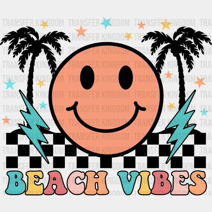 Beach Vibes Smiley Face DTF Transfer