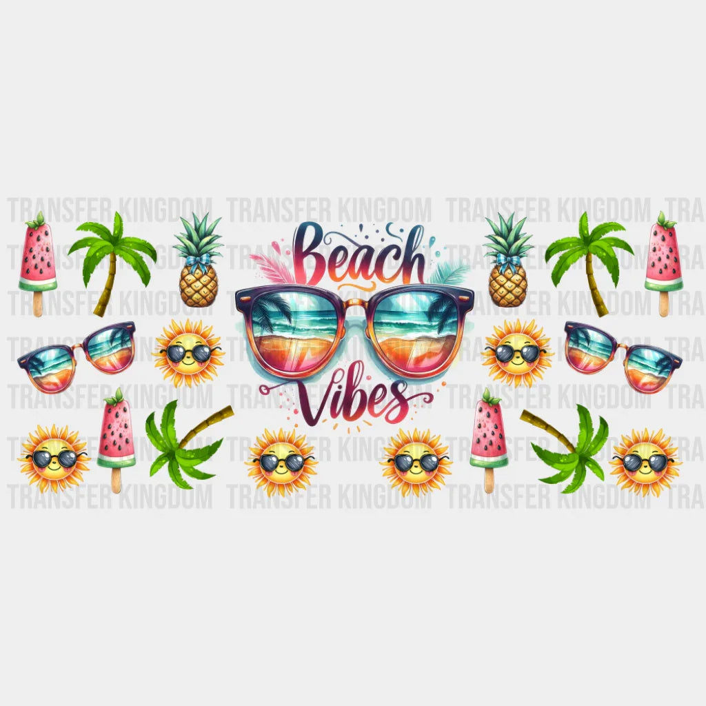 Beach Vibes Watermelon Popsicle - Summer Cup Wrap UV Sticker Permanent UV DTF Decal UVDTF
