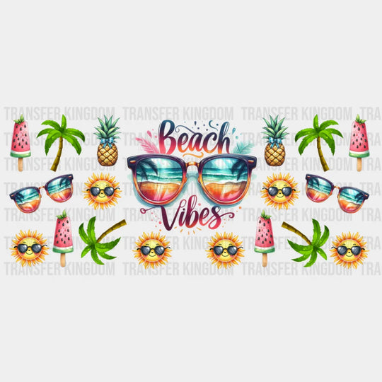 Beach Vibes Watermelon Popsicle - Summer Cup Wrap UV Sticker Permanent UV DTF Decal UVDTF