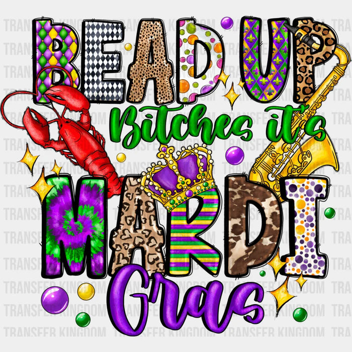 Bead Up Mardi Gras Crawfish Design - Mardi Gras DTF heat transfer