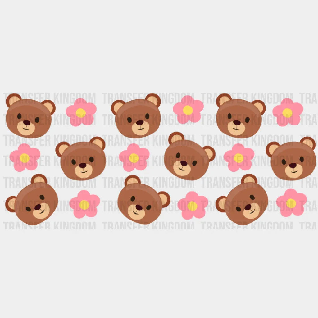 Bears And Flowers Uv Dtf Transfer Cup Wrap Sticker
