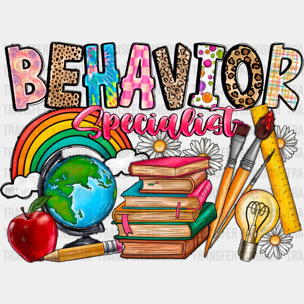 Behavior Specialist Design - Teacher Dtf Heat Transfer Unisex S & M (10’’) / Dark Color See Imaging