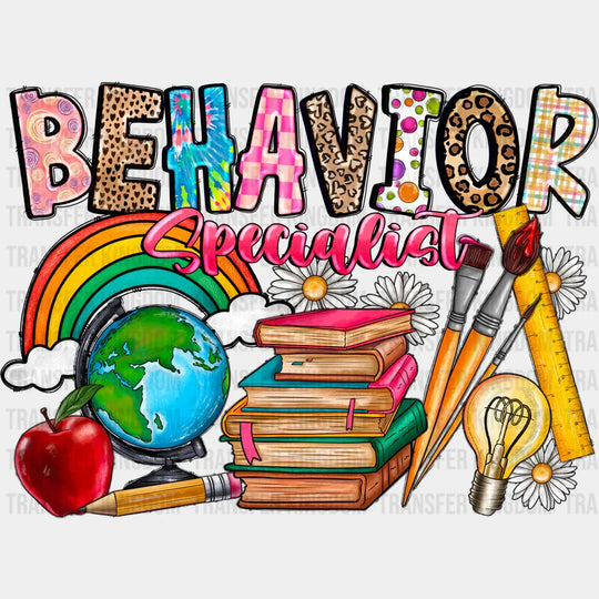 Behavior Specialist Design - Teacher Dtf Heat Transfer Unisex S & M (10’’) / Dark Color See Imaging