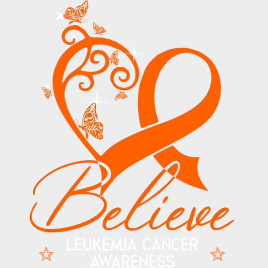 Believe Leukemia Cancer Awareness - Leukemia DTF Transfers Adult Unisex - S & M (10’’) / Light Color Design (See