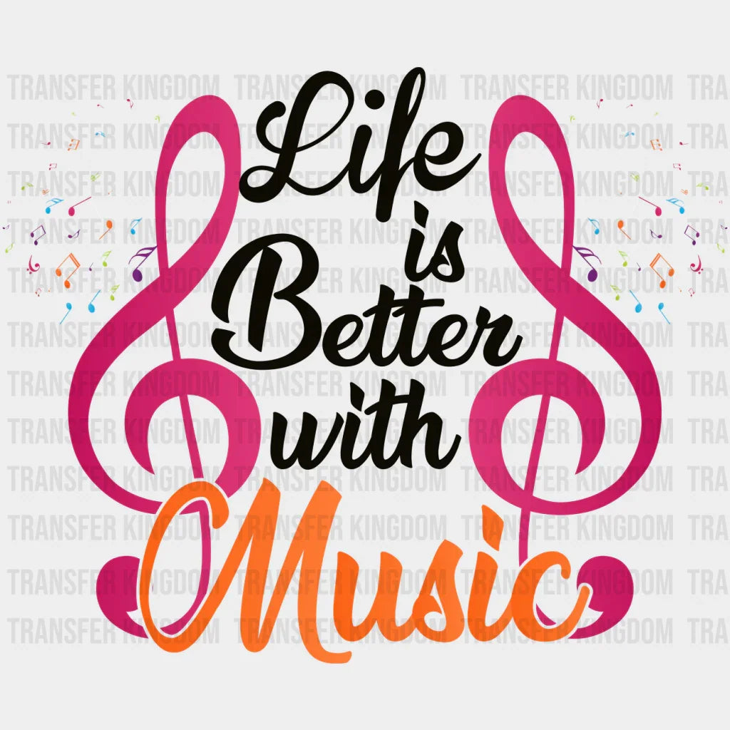 Better With Music - Singing Dtf Heat Transfer Unisex S & M (10’’) / Dark Color Design See Imaging