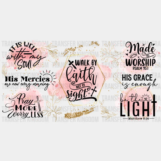 Bible Quotes Pink Design - Religion Cup Wrap Uv Sticker Permanent Dtf Decal