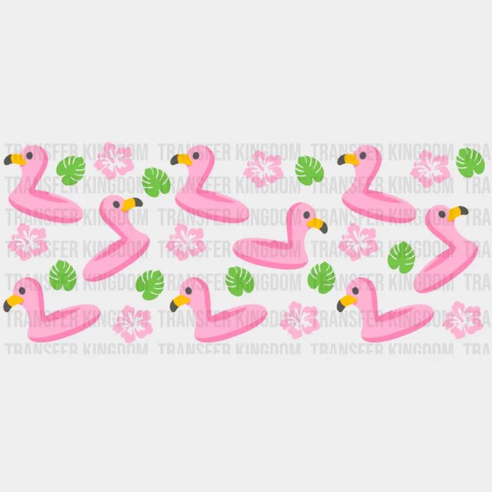 Birds And Flowers Pink Flamingos - UV DTF Transfer Cup Wrap UV DTF Sticker