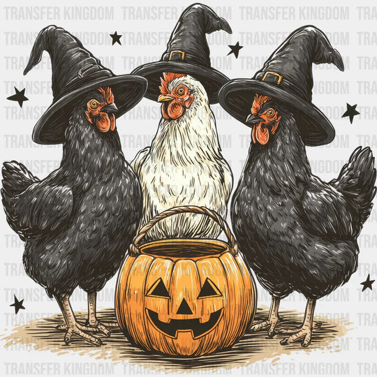 Black And White Roosters Halloween DTF Transfer Adult Unisex S & M (10’’) / Dark Color Design (See Imaging)
