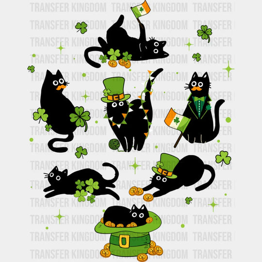 Black Cats Clovers - St. Patrick’s Day DTF Transfer Adult Unisex - S & M (10’’) / Dark Color Design (See Imaging)