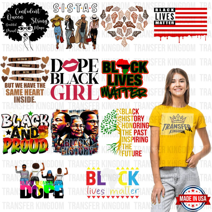 Black History Month-BLM Premade Gang sheet - 12 PCS 10 INCH (Version 2)