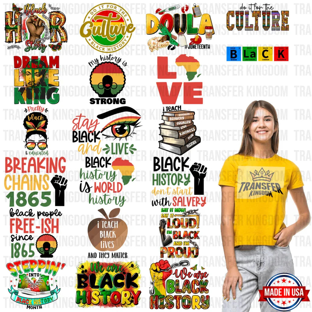Black History Month-BLM Premade Gang sheet - 20 PCS 10 INCH - Transfer Kingdom