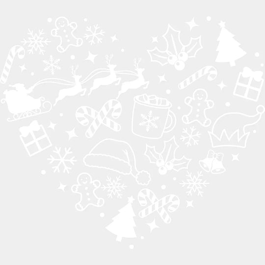 Black Red White Heart - Christmas DTF Transfer Adult Unisex - S & M (10’’) / Light Color Design (See Imaging)