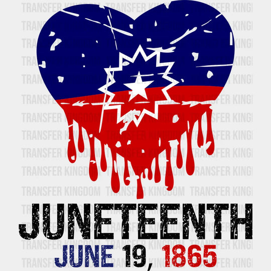 Blue And Red Heart Juneteenth - Dtf Heat Transfer Unisex S & M (10’) / Dark Color Design (See