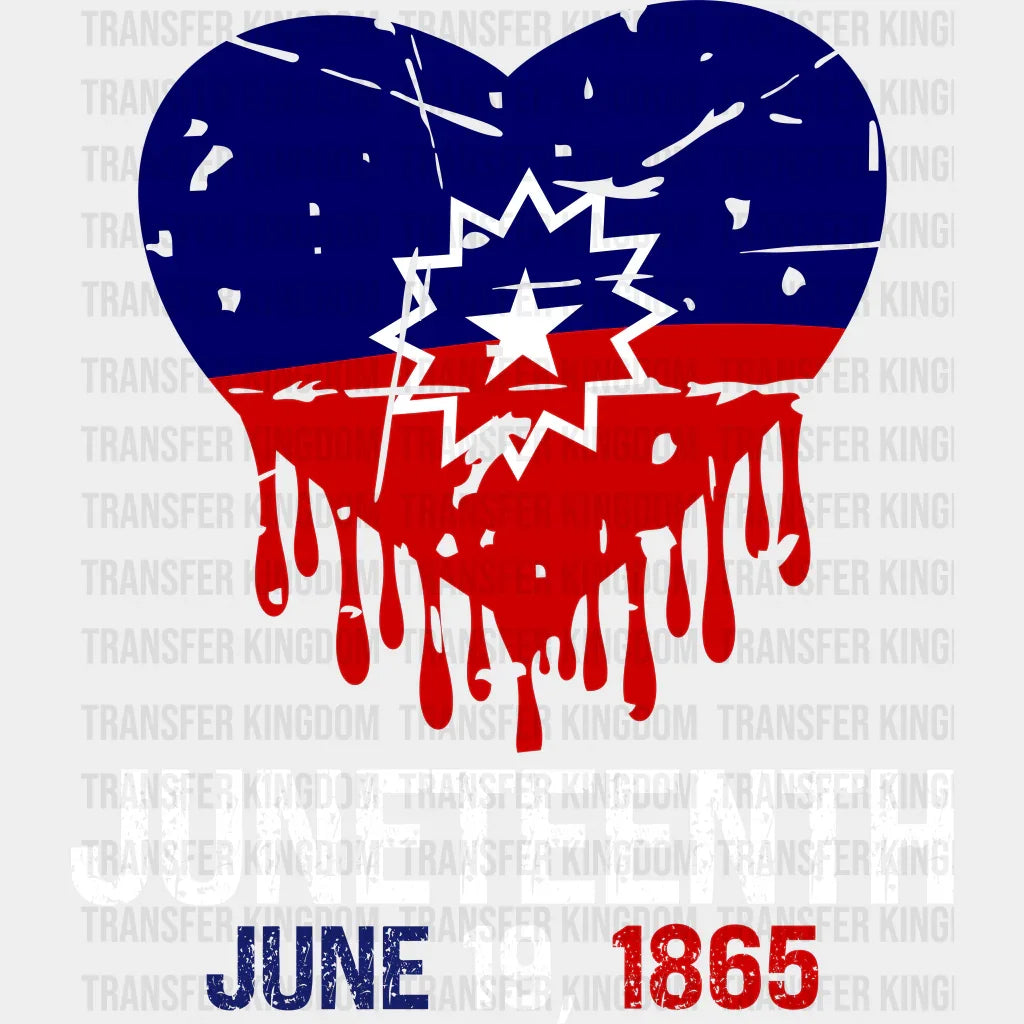 Blue And Red Heart Juneteenth - Dtf Heat Transfer Unisex S & M (10’) / Light Color Design (See