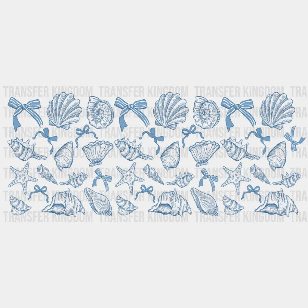 Blue Seashells - Summer Cup Wrap UV Sticker Permanent UV DTF Decal UVDTF