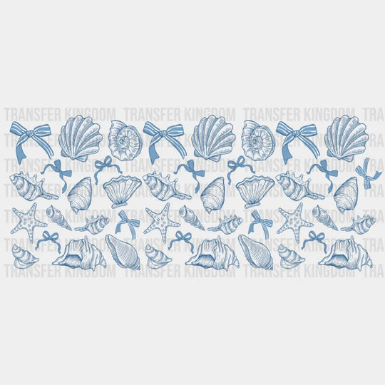 Blue Seashells - Summer Cup Wrap UV Sticker Permanent UV DTF Decal UVDTF