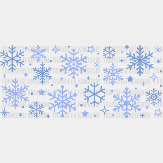 Blue Snowflakes - Winter Cup Wrap Uv Sticker Permanent Dtf Decal