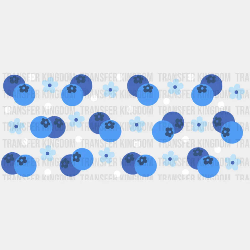 Blueberries And Flowers Uv Dtf Transfer Cup Wrap Sticker