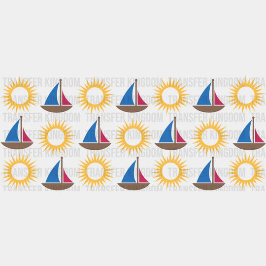 Boat & Sun - General Cup Wrap UV Sticker Permanent UV DTF Decal UVDTF