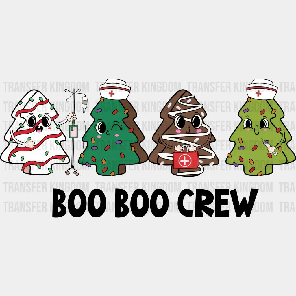 Boo Crew Trees - Christmas Dtf Transfer Unisex S & M (10’’) / Dark Color Design See Imaging