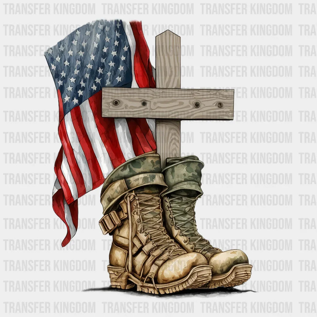 Boots And Cross - Memorial Day DTF Transfer - Transfer Kingdom