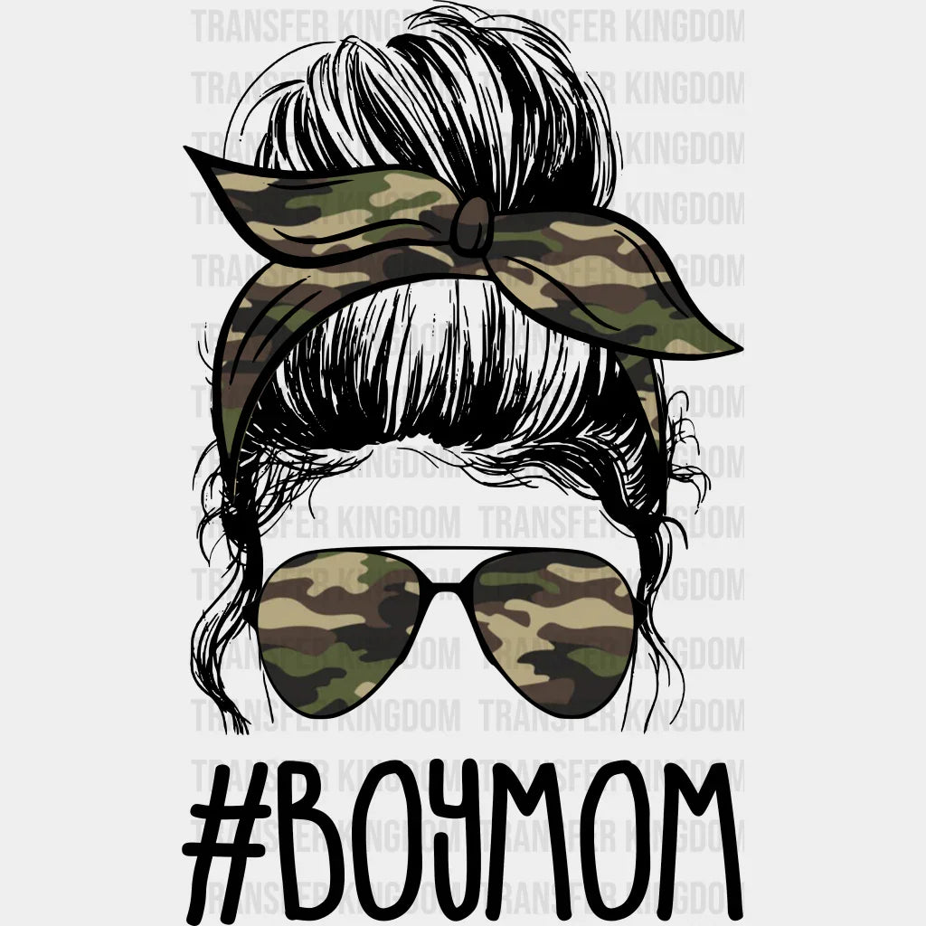 Boy Mom Camouflage Bandana And Sunglasses - Cool Mom - Cute Mom - Design - DTF heat transfer - Transfer Kingdom