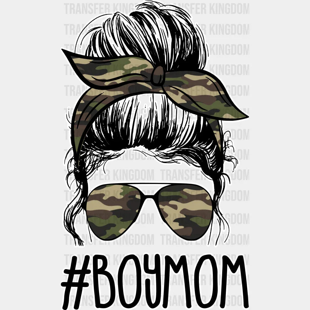 Boy Mom Camouflage Bandana And Sunglasses - Cool Mom - Cute Mom - Design - DTF heat transfer - Transfer Kingdom