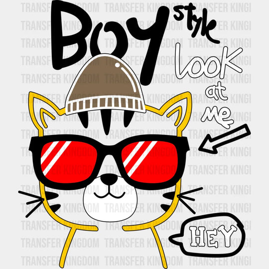 Boy Style Look At Me - Cats DTF Transfer Adult Unisex - S & M (10’’) / Dark Color Design (See Imaging)