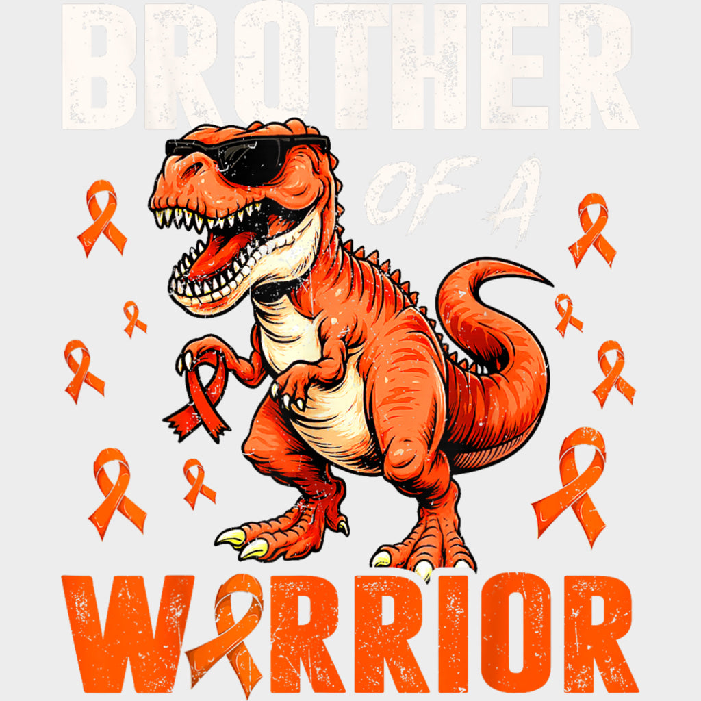 Brother Of A Warrior Dinosaur - Leukemia DTF Transfers Adult Unisex - S & M (10’’) / Light Color Design (See Imaging)