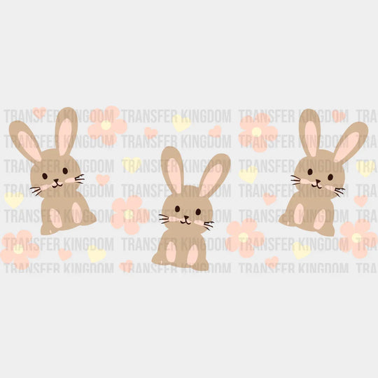 Brown Bunny Flowers Design - Easter Cup Wrap Uv Sticker Permanent Dtf Decal