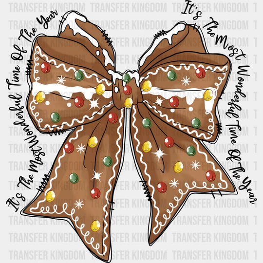 Brown Ribbon Design - Christmas Dtf Transfer Unisex S & M (10’’) / Dark Color See Imaging