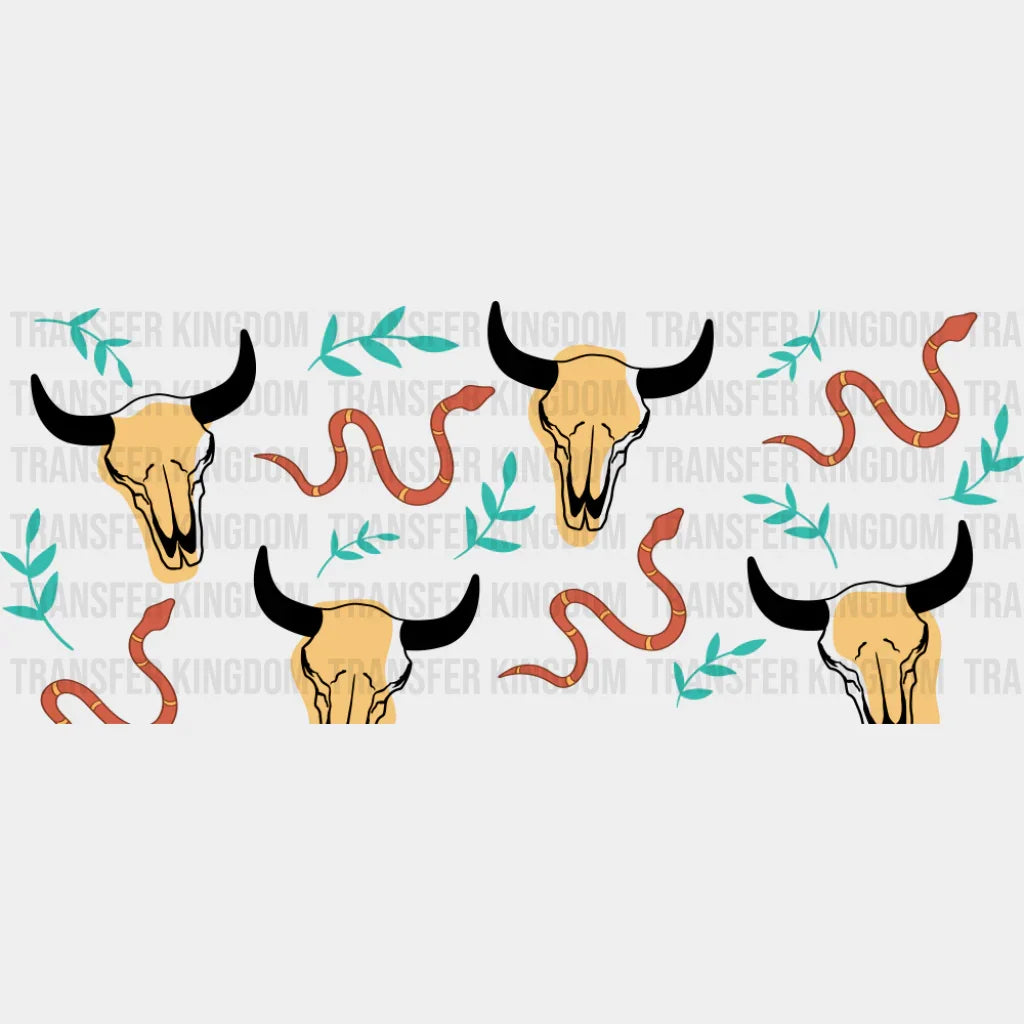 Bull Skulls - General Cup Wrap UV Sticker Permanent UV DTF Decal UVDTF
