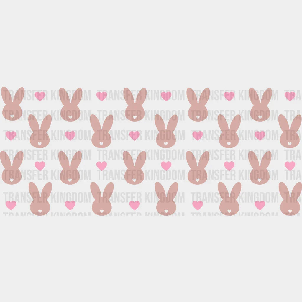 Bunnies And Pink Hearts - Easter Cup Wrap Uv Sticker Permanent Dtf Decal