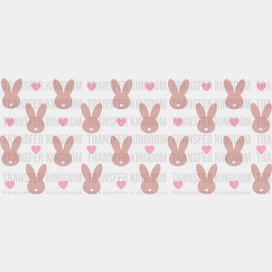 Bunnies And Pink Hearts - Easter Cup Wrap Uv Sticker Permanent Dtf Decal