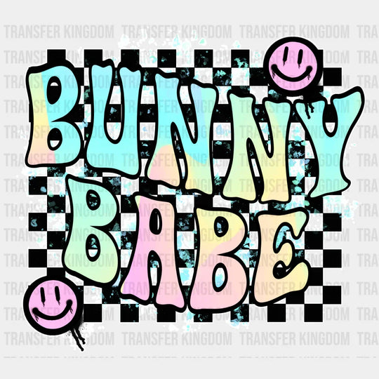 Bunny Babe Smiley - Easter Dtf Heat Transfer Unisex S & M (10’) / Light Color Design (See Imaging)