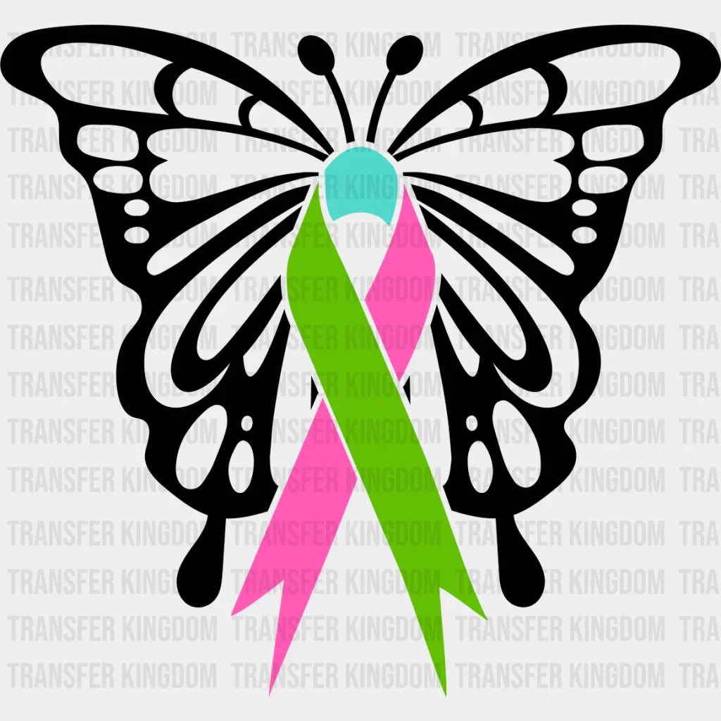 Butterfly Ribbon Design - Metastatic Breast Cancer Dtf Transfer Unisex S & M (10’’) / Dark