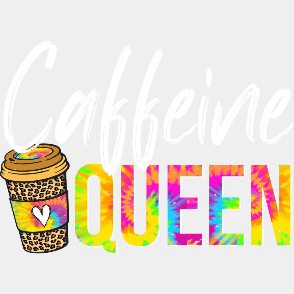 Caffeine Queen Colorful Design - Coffee Iron On Dtf Transfer Unisex S & M (10’’) / Light Color